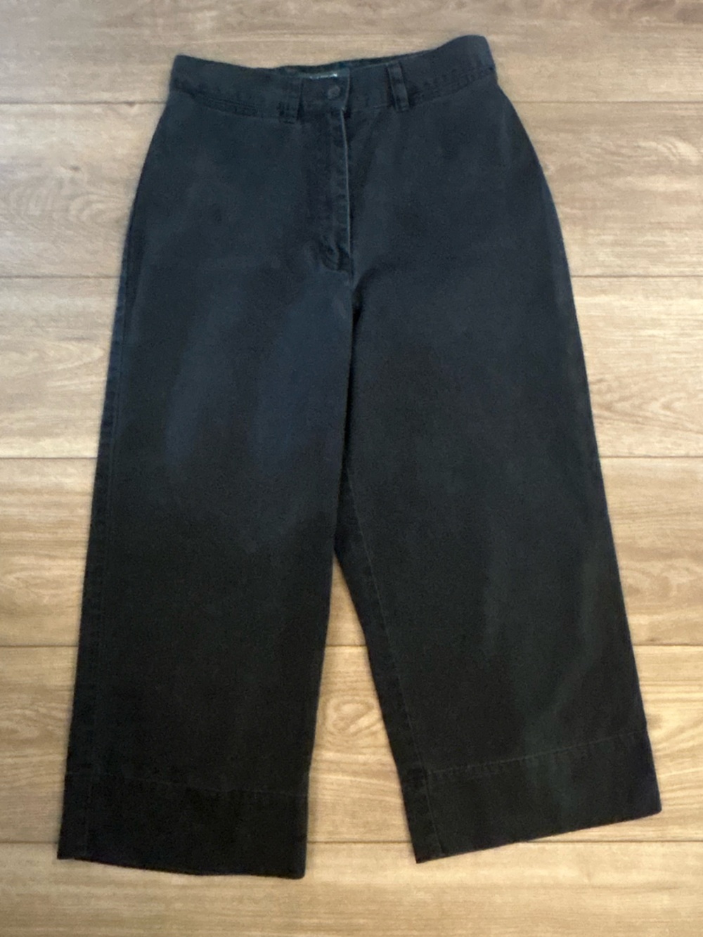 Vintage Lauren Ralph Lauren Petite 2P Black Wide Leg Crop Capri Pants